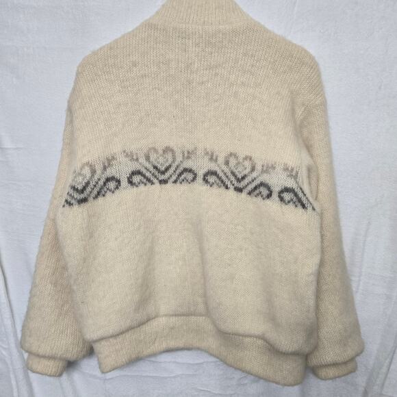 Samband of Iceland Womens Vtg 80s Ski Cabin Fair Isle Nordic Wool Zip Jacket M - Picture 7 of 12